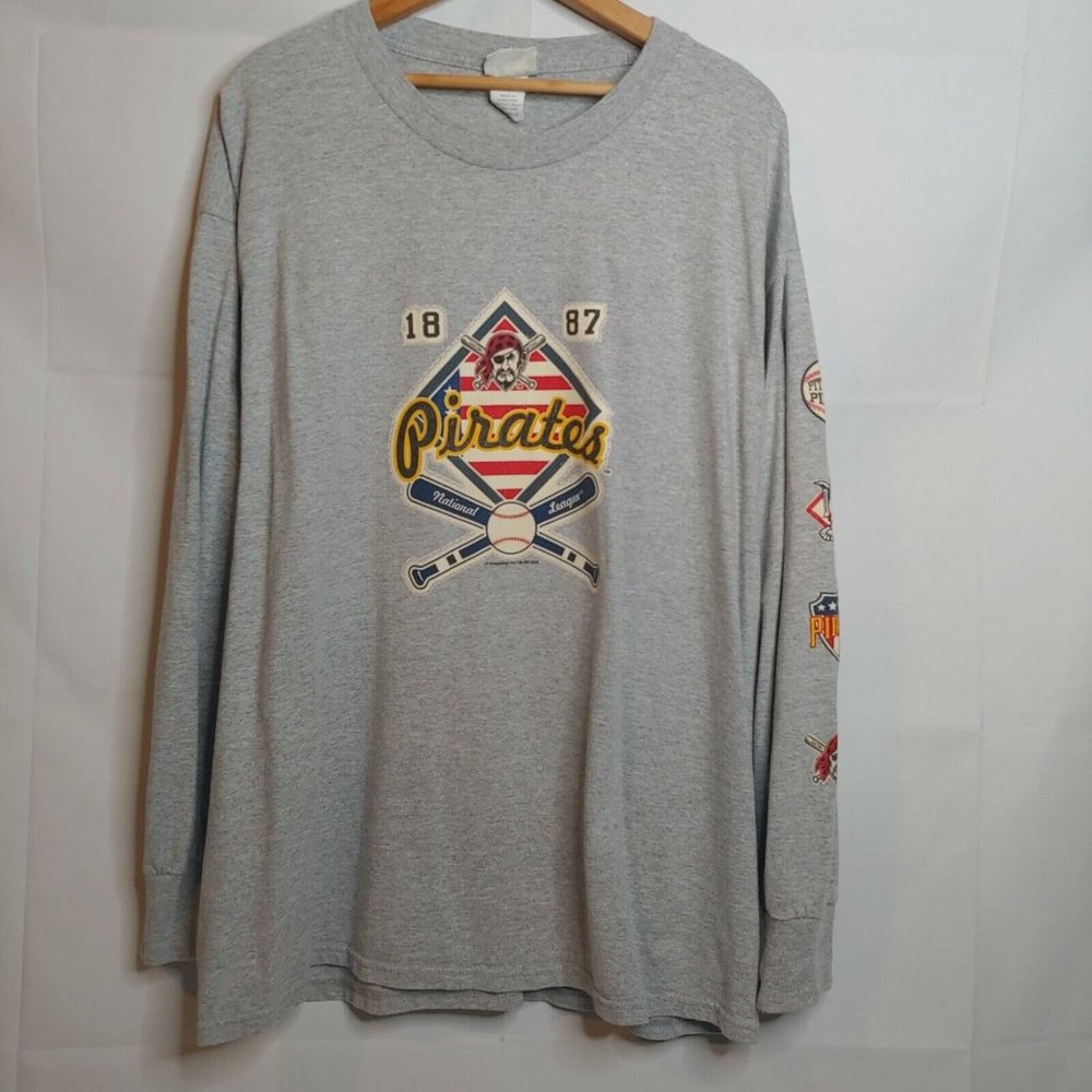 Pittsburgh Pirates 1887 Men's XL Shirt Lee Sport Gray 2004 Long Sleeve Baseball